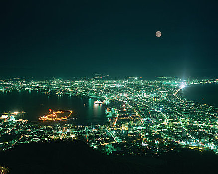 夜景,山,函馆