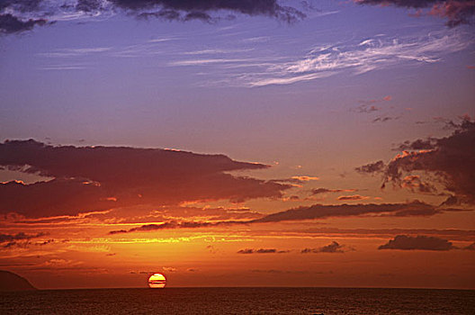 夏威夷,瓦胡岛,北岸,动感,日落,太阳,沉没,仰视