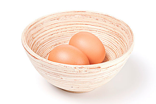 两个,蛋,木碗