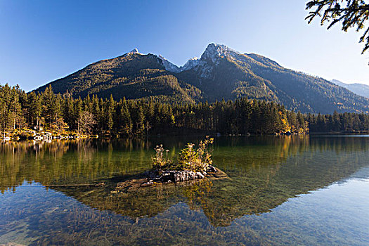 山,反射,湖,巴伐利亚,德国