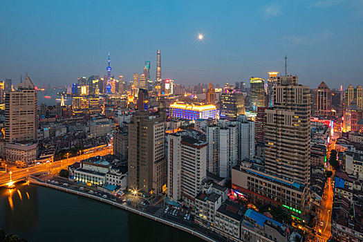 上海,黄浦江,两岸,夜景