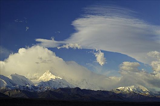 雷云,上方,阿拉斯加山脉,德纳里峰国家公园,阿拉斯加,美国,北美