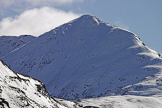 苏格兰,雪冠,顶峰,上面