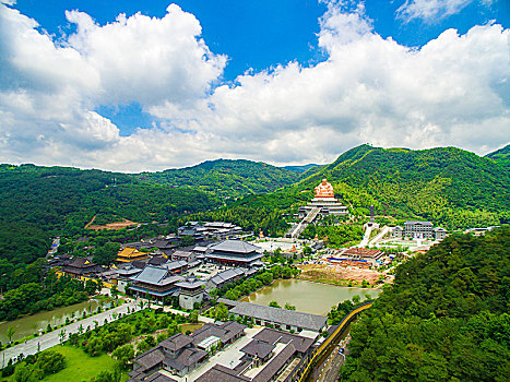 奉化,雪窦山,航拍,全景,弥勒,佛像,寺院,山,自然,生态,绿色,道场