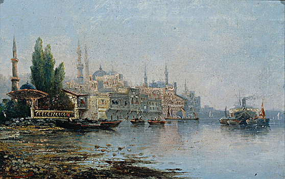伊斯坦布尔,风景,博斯普鲁斯海峡,一半,艺术家,法国