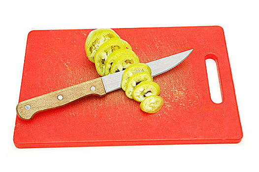 刀,切片,绿菜椒,案板