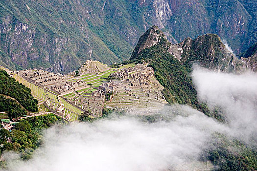 南美,秘鲁,全景,印加古城,马丘比丘,环境,太阳,大门
