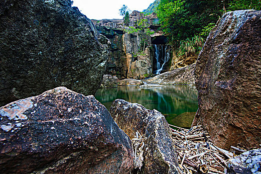 水池,倒影,鱼,廊桥