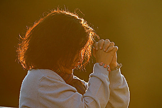 女人,祈祷,圣热尔韦莱邦,法国