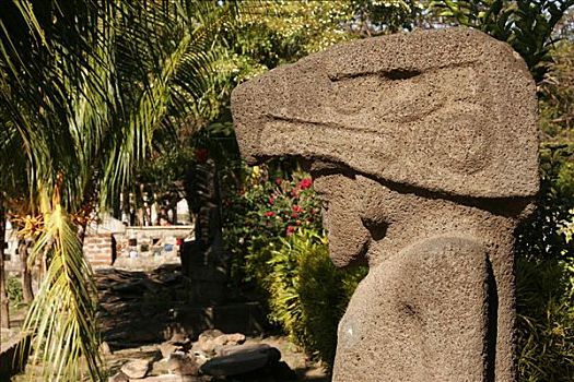 前哥伦布时期,石像,正面,教堂,湖,尼加拉瓜,中美洲