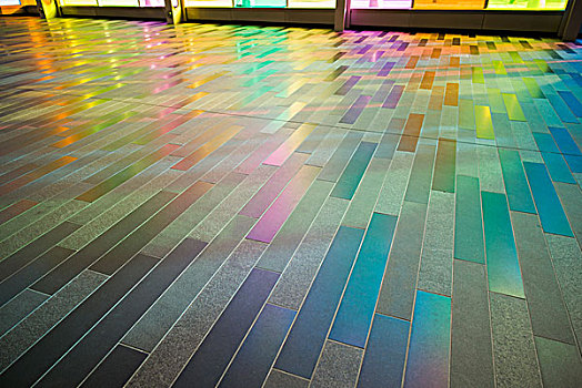 加拿大,蒙特利尔,会议中心,亮光,彩色,窗户,反射,地板