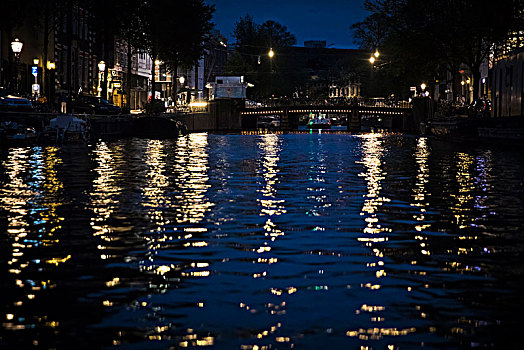 荷兰,阿姆斯特丹,运河,夜晚,灯笼,影象