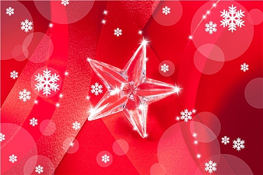 圣诞节,玻璃,星,红丝带