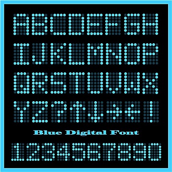 蓝色,数码,字体