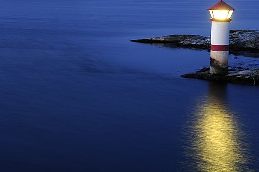 斯堪的纳维亚,瑞典,光亮,灯塔,海洋,俯视图