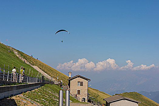 滑翔伞,蒙特卡罗,湖,卢加诺,阿尔卑斯山,提契诺河,瑞士