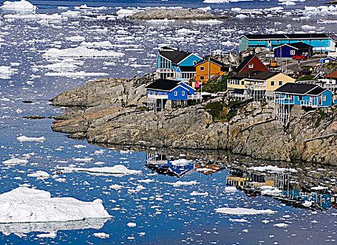 冰,浮冰,房子,格陵兰,丹麦