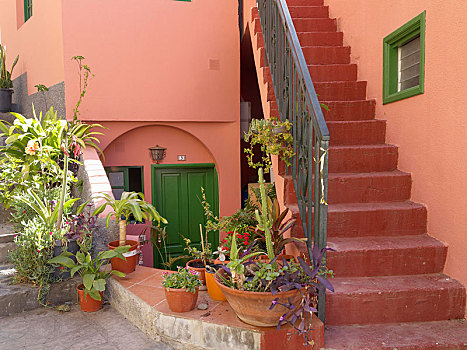 楼梯,房子,大帝谷,山谷,加纳利群岛,西班牙,欧洲