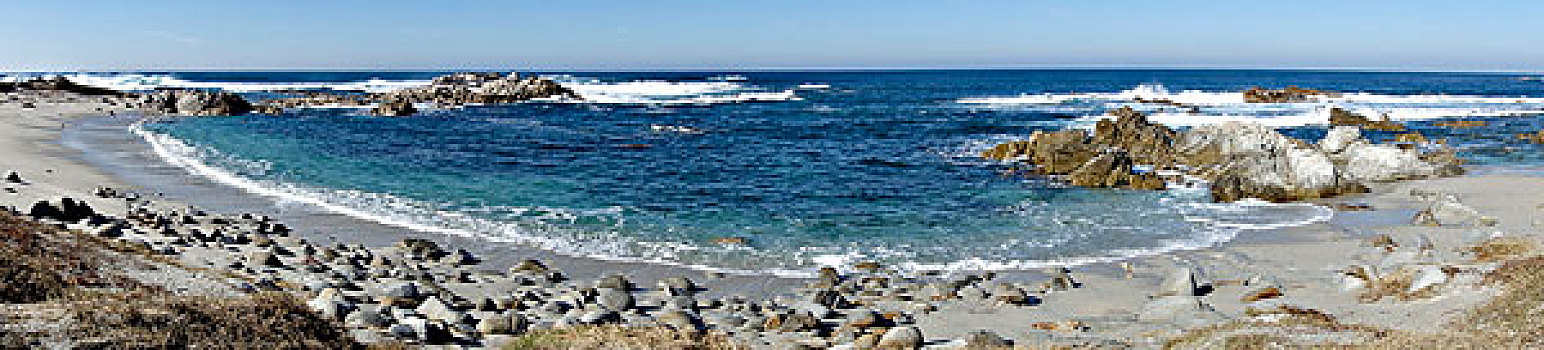 全景,深海,石头,蒙特利半岛,加利福尼亚,海岸