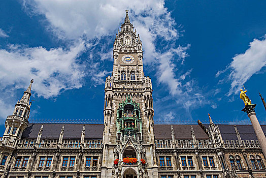 新市政厅,慕尼黑,玛利亚广场,巴伐利亚,德国,欧洲