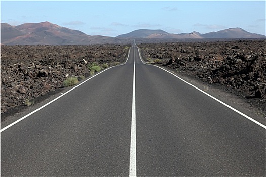 道路,火山岩,地点,兰索罗特岛,西班牙