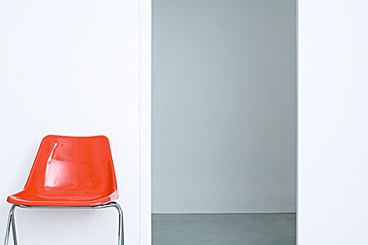 红色,椅子,灰色,墙壁