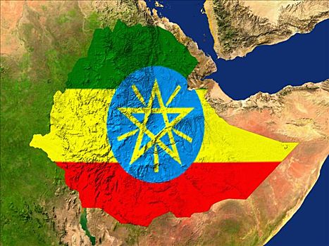 卫星图,埃塞俄比亚,旗帜,遮盖