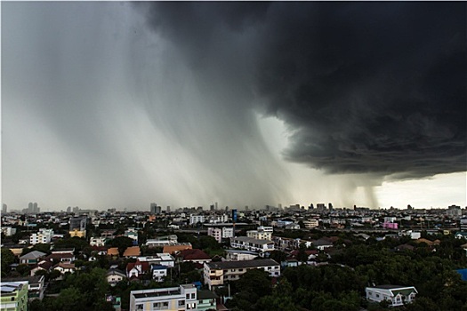 气氛,建筑,城市,多云,风暴,下雨,上面,风景,曼谷,泰国