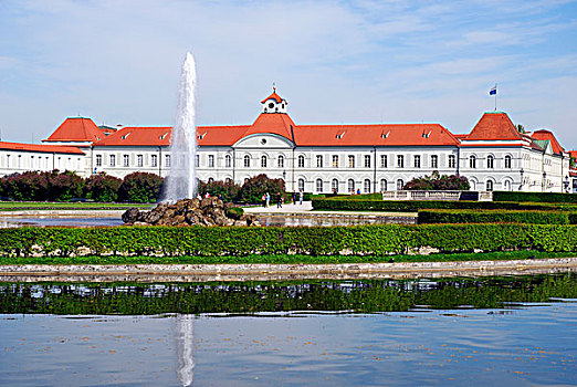 城堡,宁芬堡,宫殿,喷泉,公园,运河,慕尼黑,上巴伐利亚,巴伐利亚,德国,欧洲