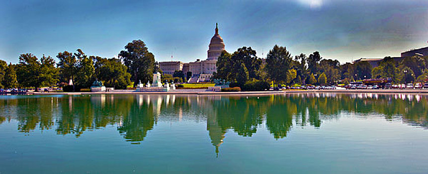 美国华盛顿国会大厦宽景倒影