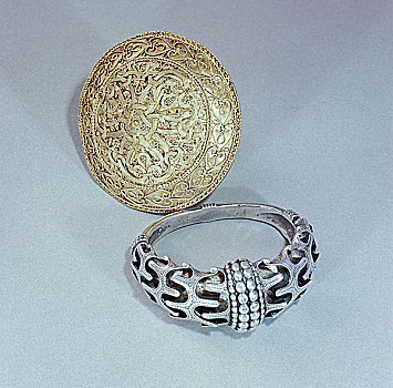 维京,银,手臂,戒指,黄金,胸针,丹麦,10世纪