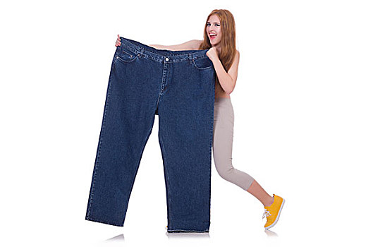 节食,概念,巨大,牛仔裤