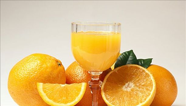 玻璃杯,橙汁,新鲜,橘子