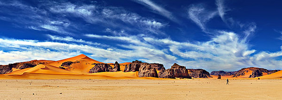 沙丘,石头,撒哈拉沙漠,阿尔及利亚
