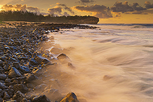 岩石构造,海岸,海滩,考艾岛,夏威夷,美国