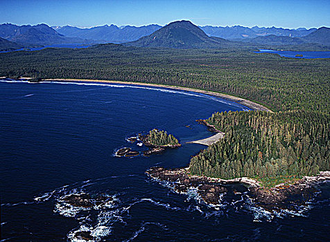 俯视,海滩,湾,环太平洋国家公园,温哥华岛,不列颠哥伦比亚省,加拿大