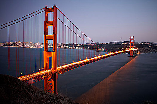 风景,金门大桥,黄昏,旧金山,加利福尼亚,美国
