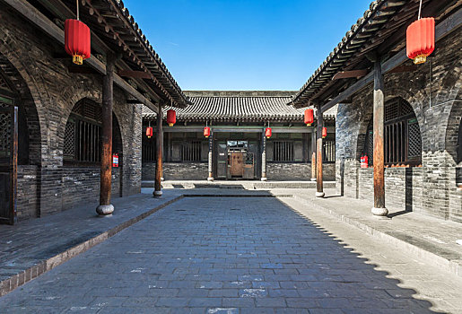 中式四合院传统古建筑,于山西省平遥古城县衙