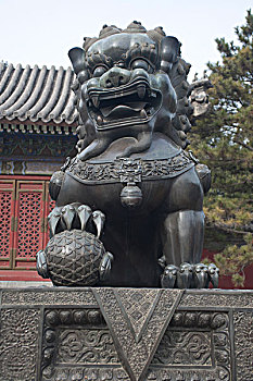 北京颐和园里铁狮子