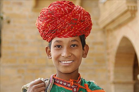 肖像,孩子,印度,街头摊贩,斋沙默尔,拉贾斯坦邦,北印度,亚洲