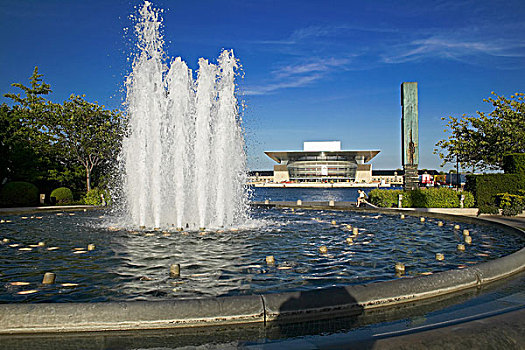 喷泉,新,歌剧,建筑,港口