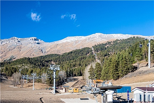 滑雪缆车,山