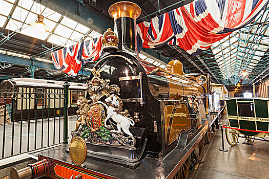 英格兰,约克郡,约克,国家,铁路,博物馆,展示,女王,列车