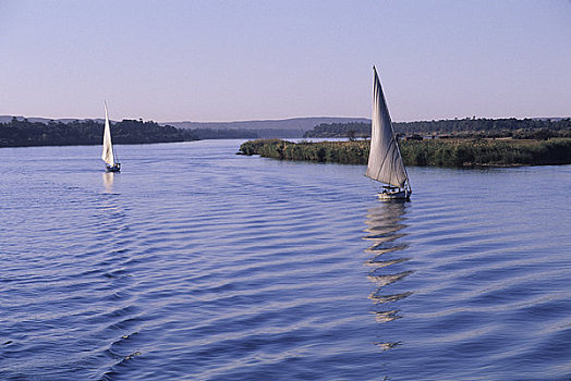 埃及,尼罗河,阿斯旺,科昂波,三桅小帆船