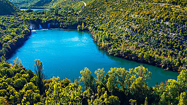 瀑布,卡尔卡,河,国家公园,达尔马提亚,克罗地亚