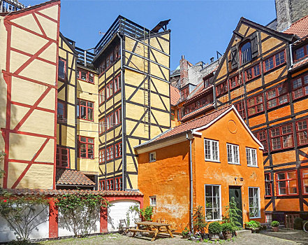 彩色,框架,房子,哥本哈根
