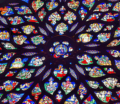 皇家,中世纪,哥特式,小教堂,13世纪,圆花窗,彩色,圣经,场景,巴黎,法国,欧洲