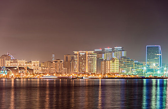 夜晚,天际线,巴库,阿塞拜疆