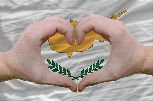 心形,喜爱,手势,展示,上方,旗帜,塞浦路斯