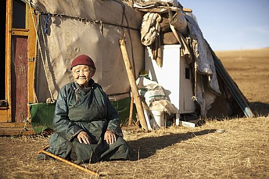 女人,蒙古包,国家公园,蒙古